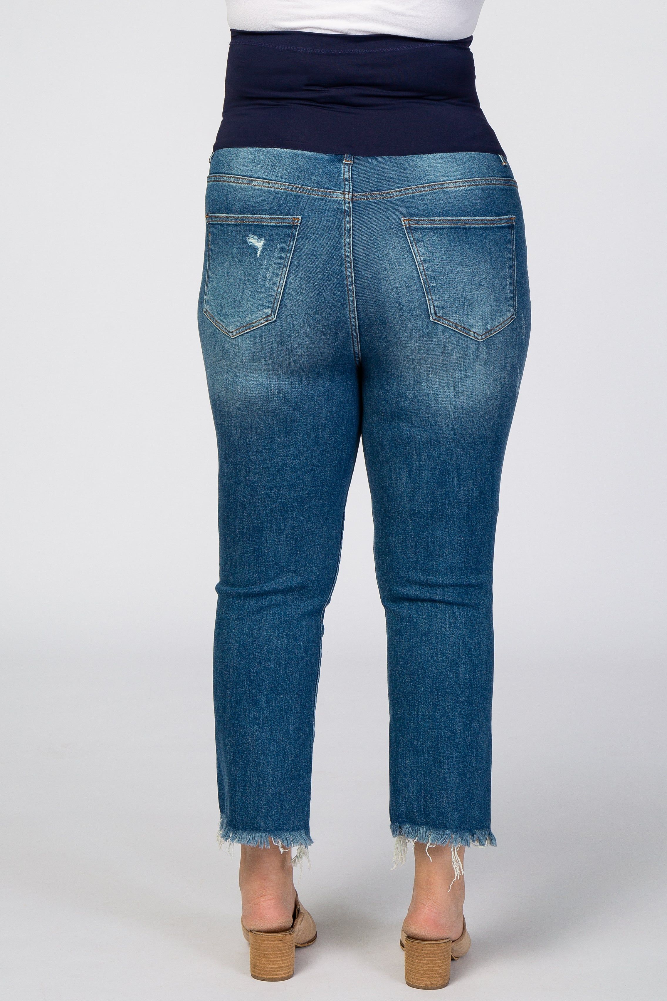 Blue Distressed Maternity Plus Jeans sold by Pinkblush product image thumbnail 4