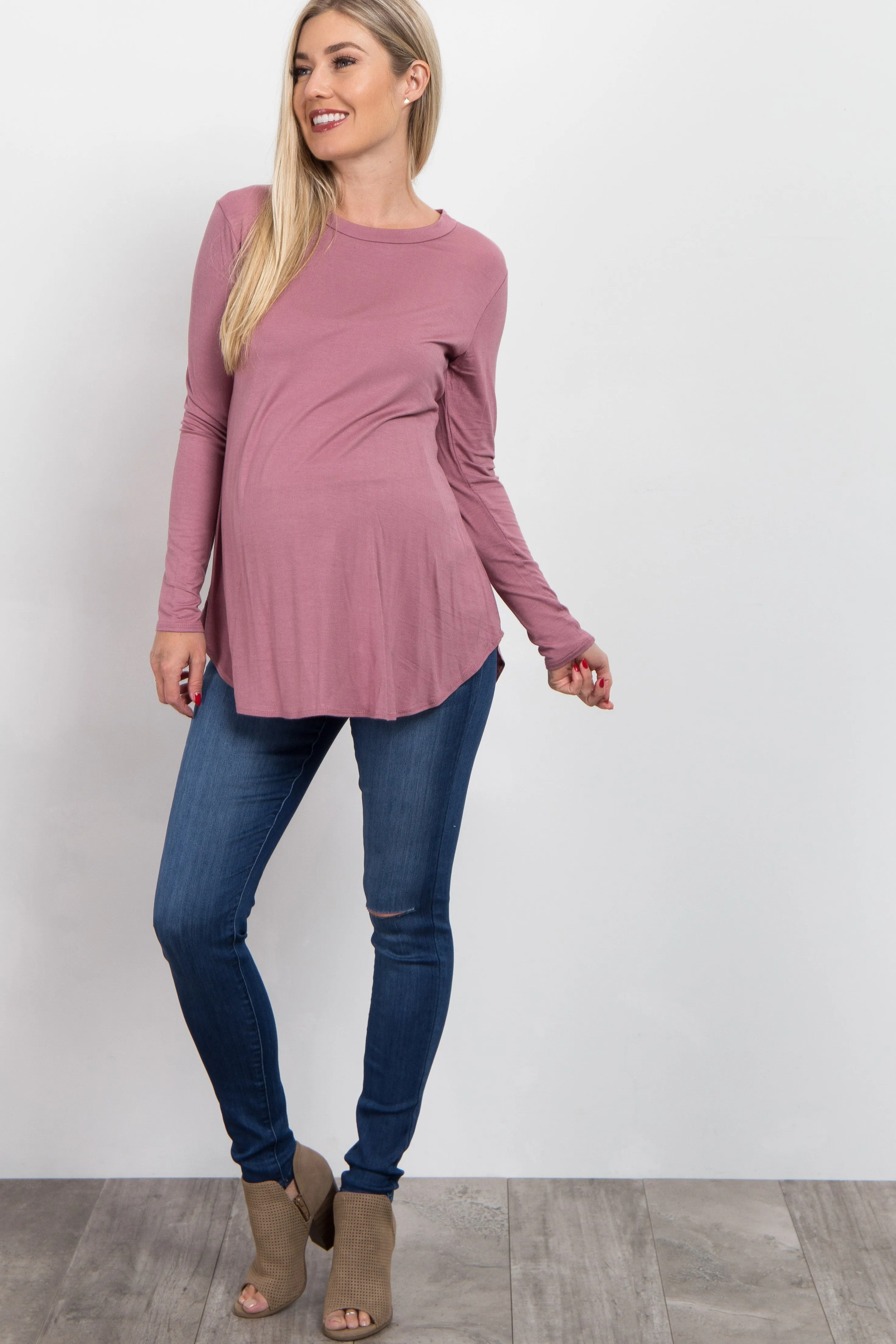 Pink Basic Long Sleeve Maternity Top sold by Pinkblush product image thumbnail 4