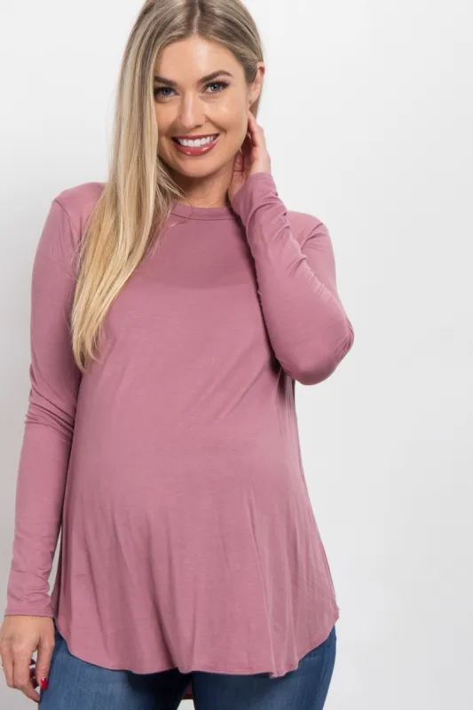 Pink Basic Long Sleeve Maternity Top sold by Pinkblush
