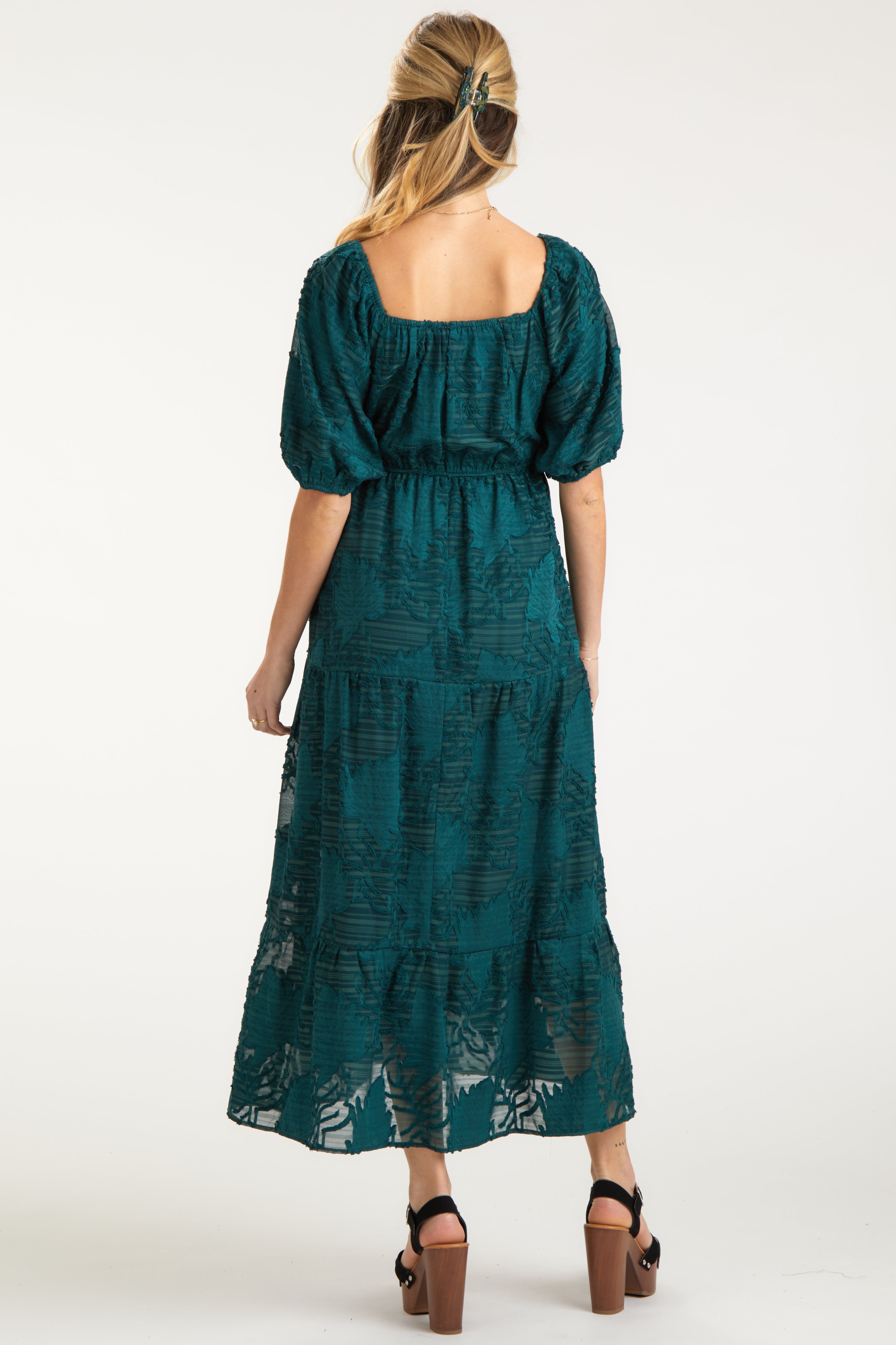 Emerald Floral Striped Tiered Maternity Maxi Dress sold by Pinkblush product image thumbnail 2