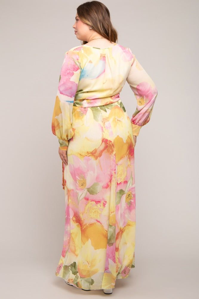 Pink Floral Chiffon Maternity Plus Maxi Dress sold by Pinkblush product image thumbnail 4