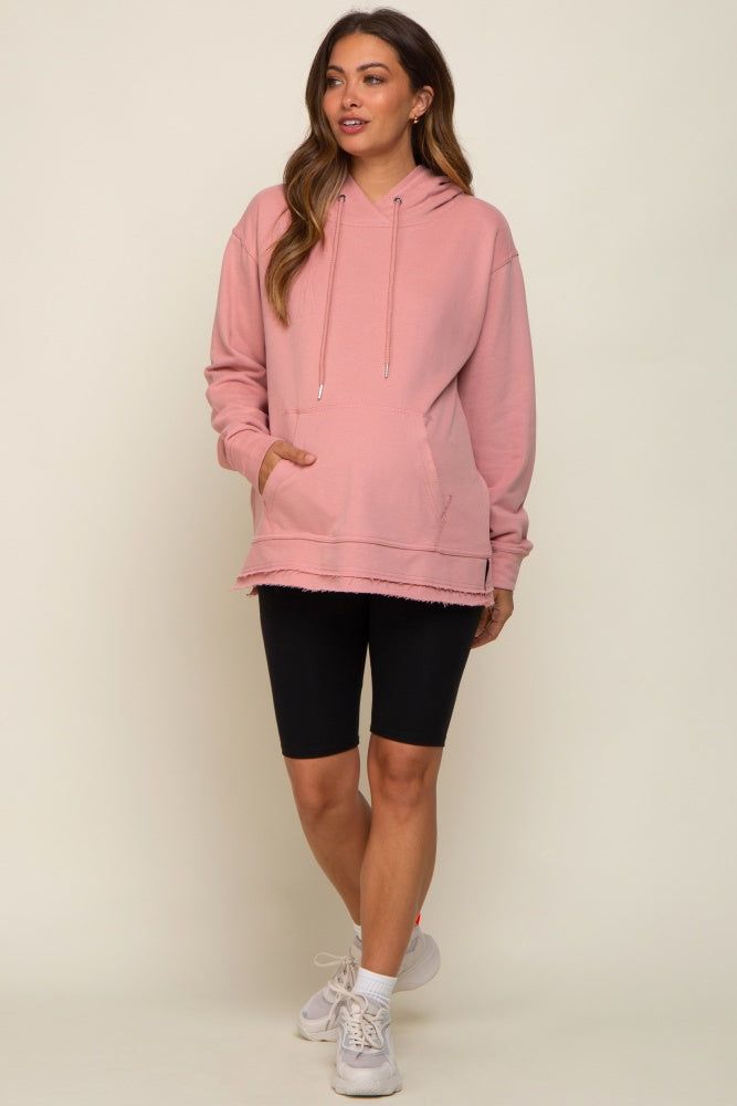 Mauve Raw Hem Maternity Hooded Sweatshirt sold by Pinkblush product image thumbnail 4