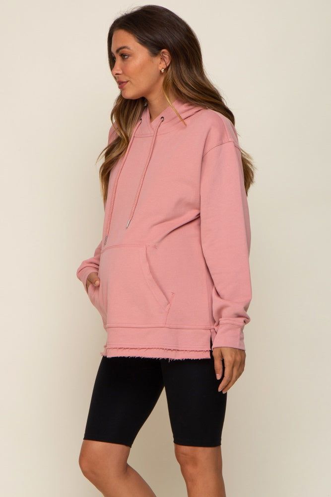 Mauve Raw Hem Maternity Hooded Sweatshirt sold by Pinkblush product image thumbnail 2