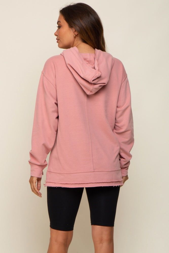 Mauve Raw Hem Maternity Hooded Sweatshirt sold by Pinkblush product image thumbnail 3
