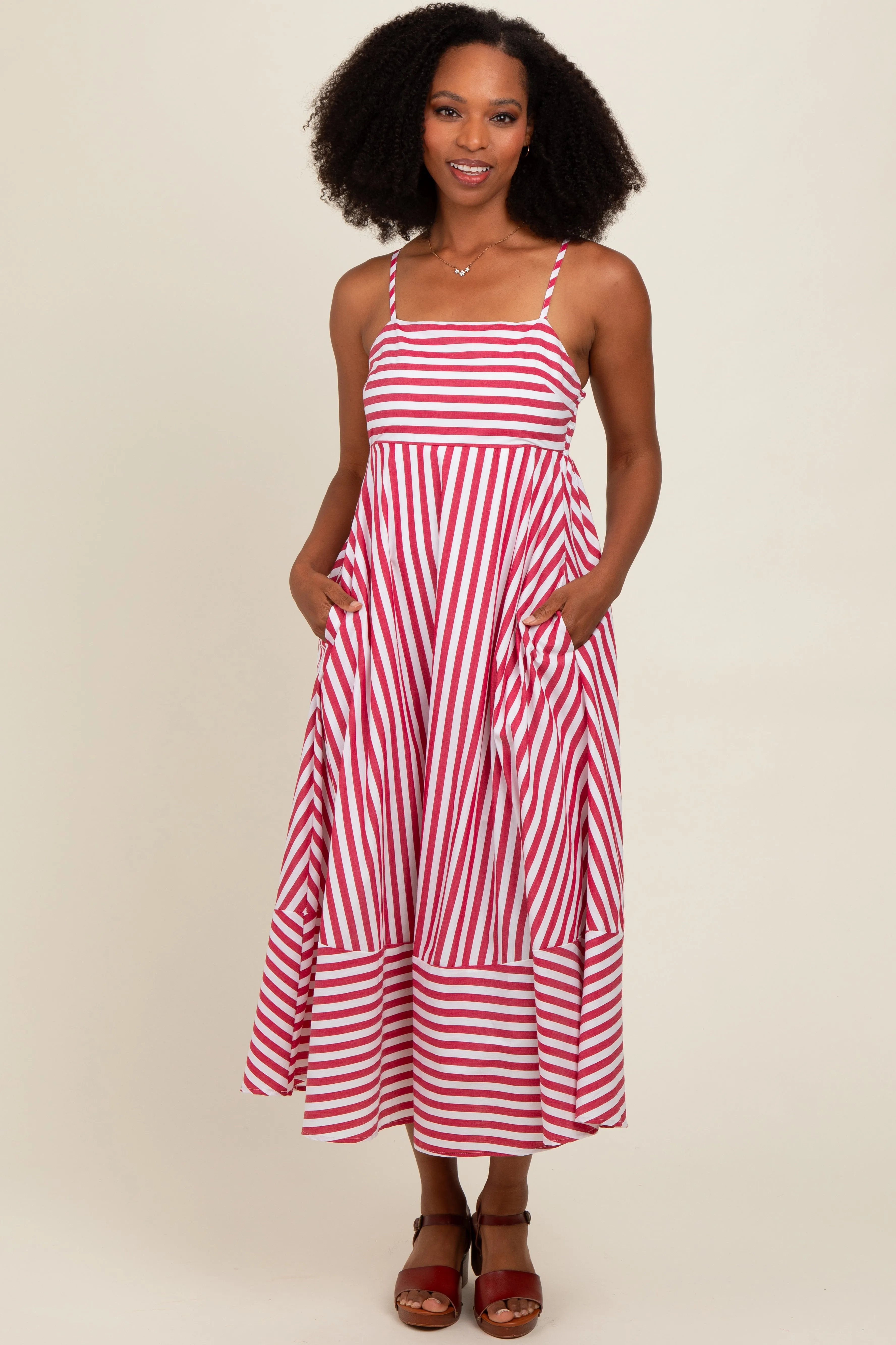 Red Contrast Stripe Midi Dress sold by Pinkblush product image thumbnail 2
