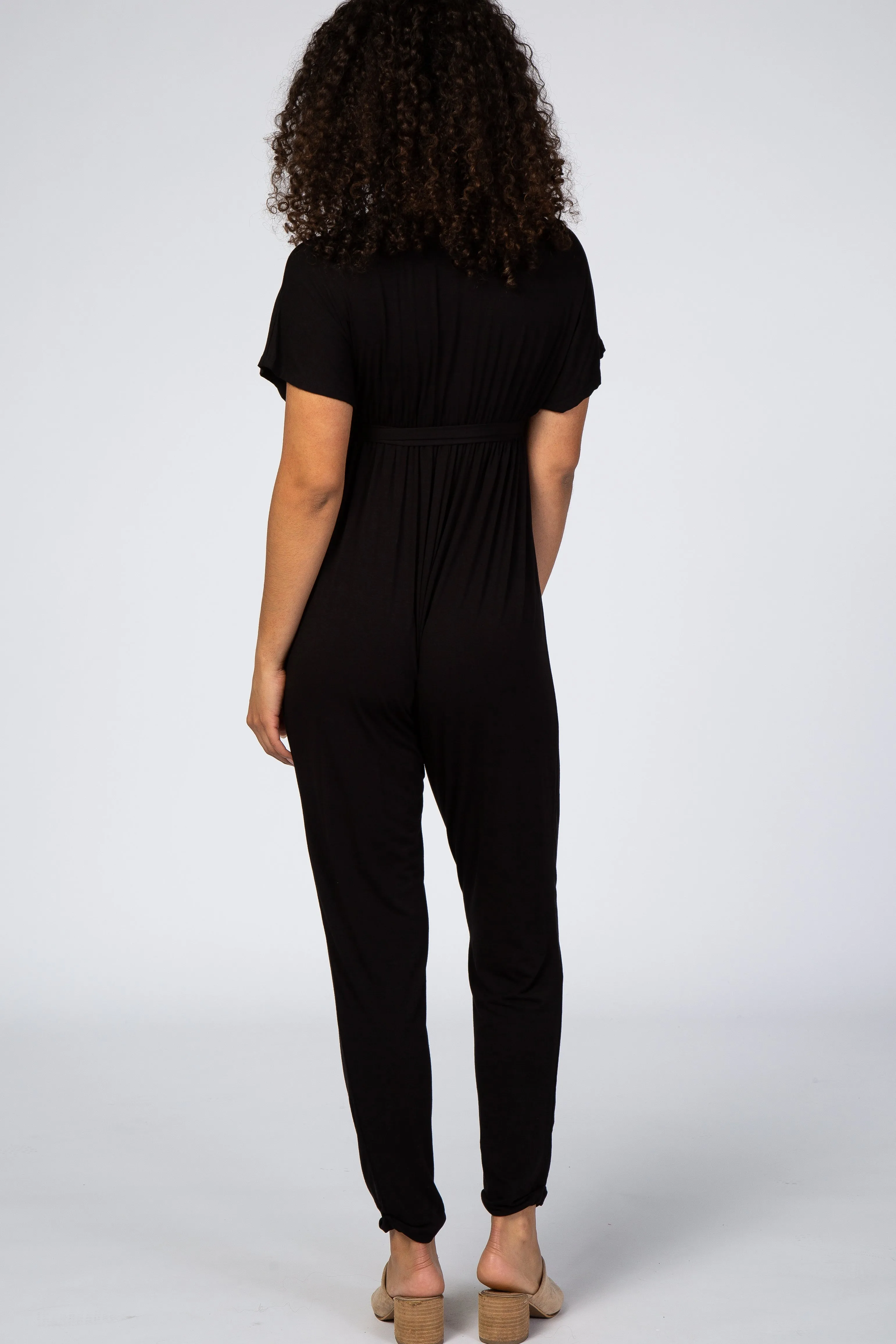 Black Wrap Tie Jumpsuit sold by Pinkblush product image thumbnail 3