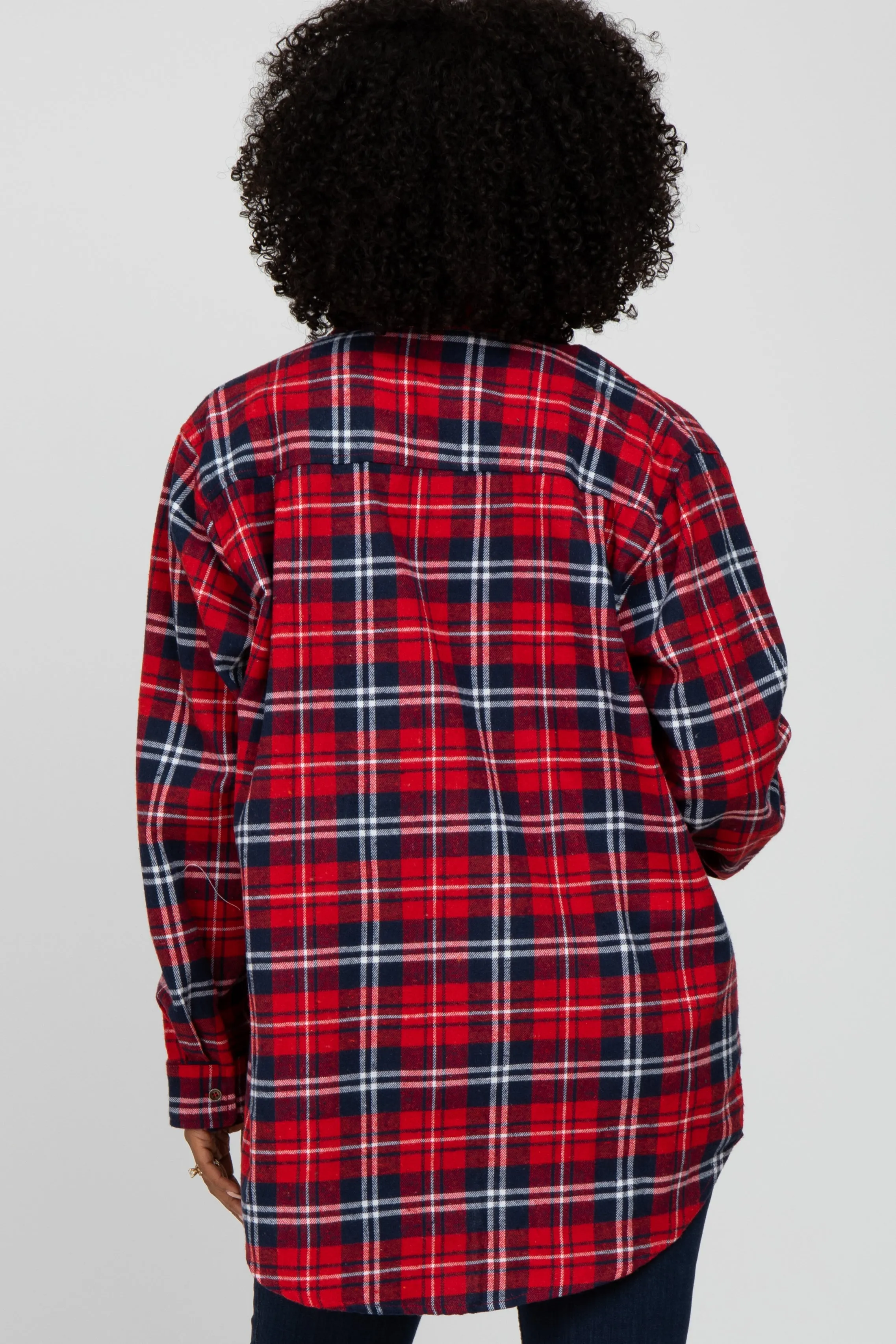 Red Plaid Button Up Flannel Top sold by Pinkblush product image thumbnail 4