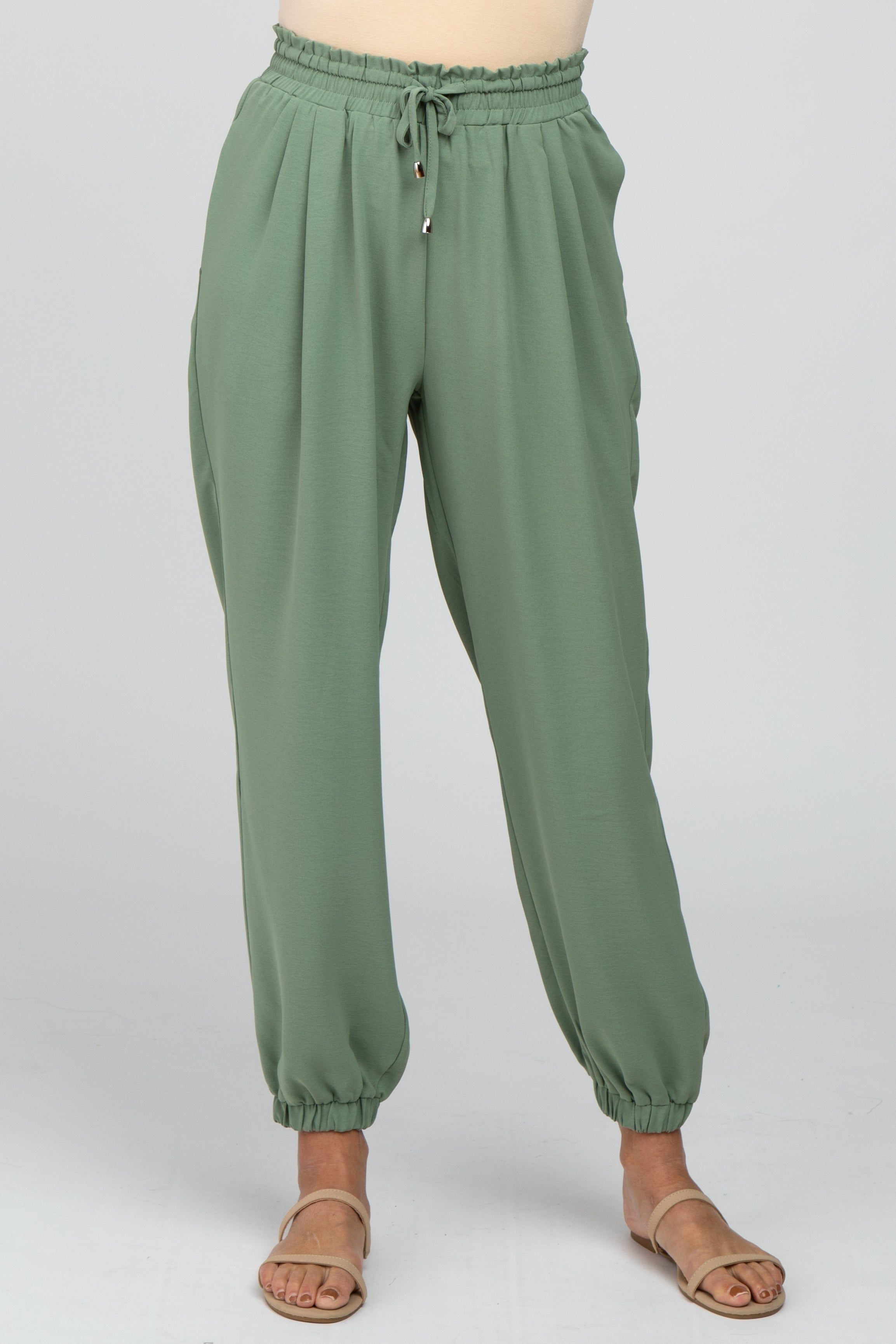 Olive Drawstring Crop Pants sold by Pinkblush product image thumbnail 2