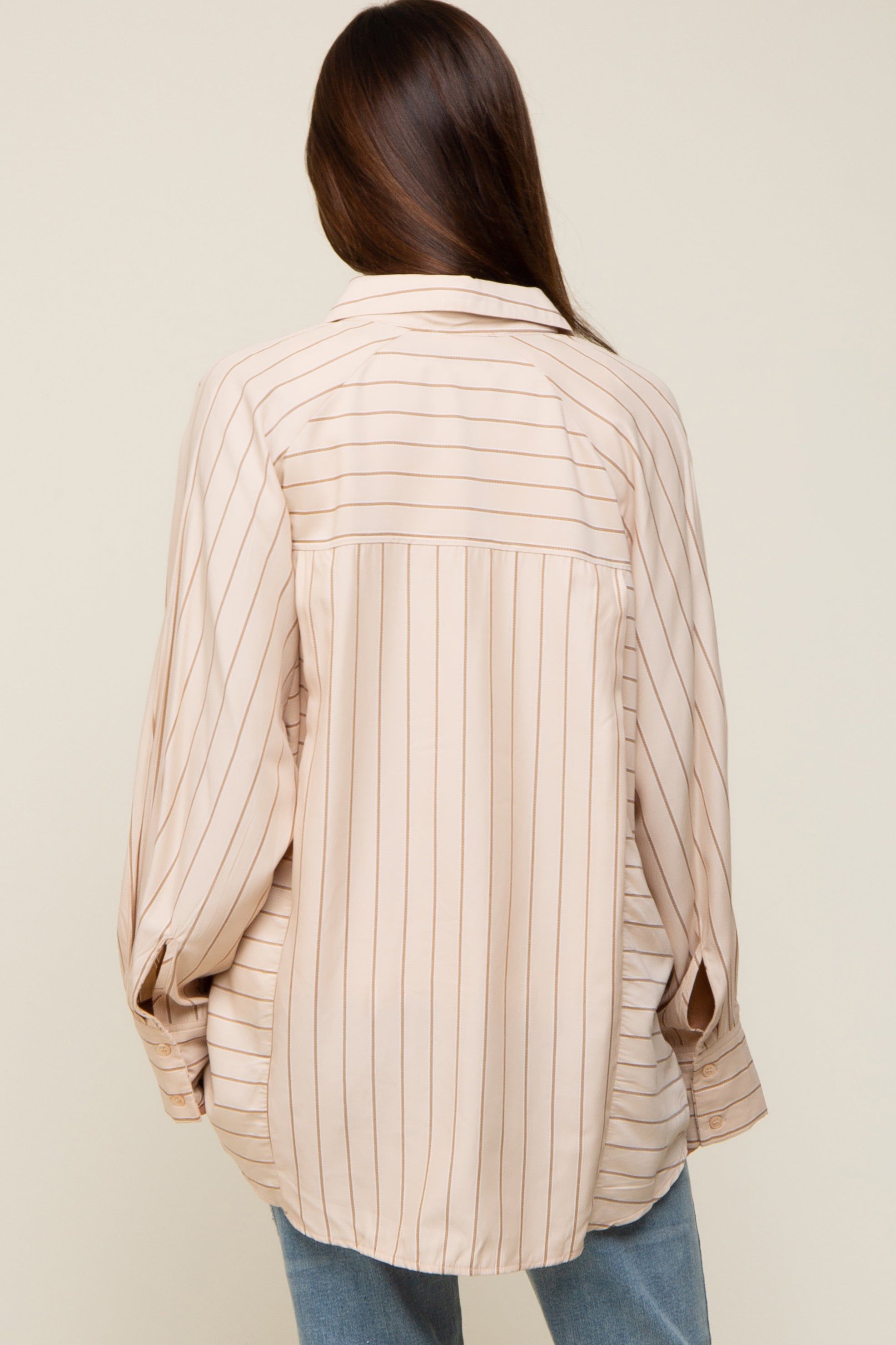 Cream Striped Oversized Maternity Blouse sold by Pinkblush product image thumbnail 4