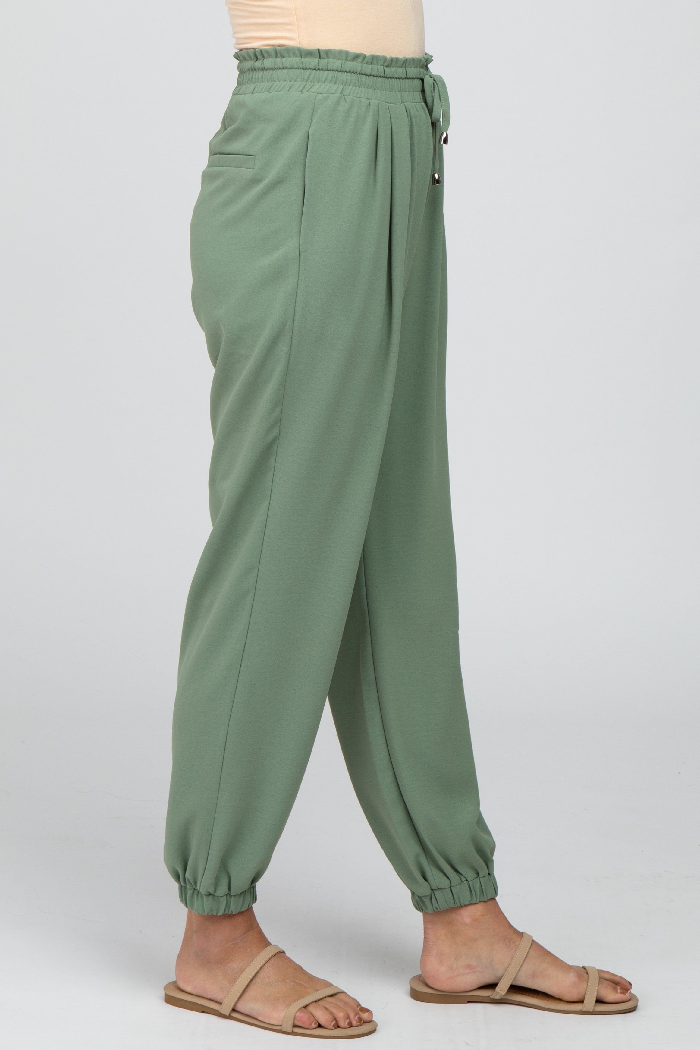 Olive Drawstring Crop Pants sold by Pinkblush product image thumbnail 3