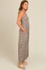 Taupe Printed Smocked Wide Leg Jumpsuit sold by Pinkblush