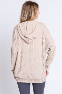 Cream Ribbed Hooded Wrap Long Sleeve Top sold by Pinkblush