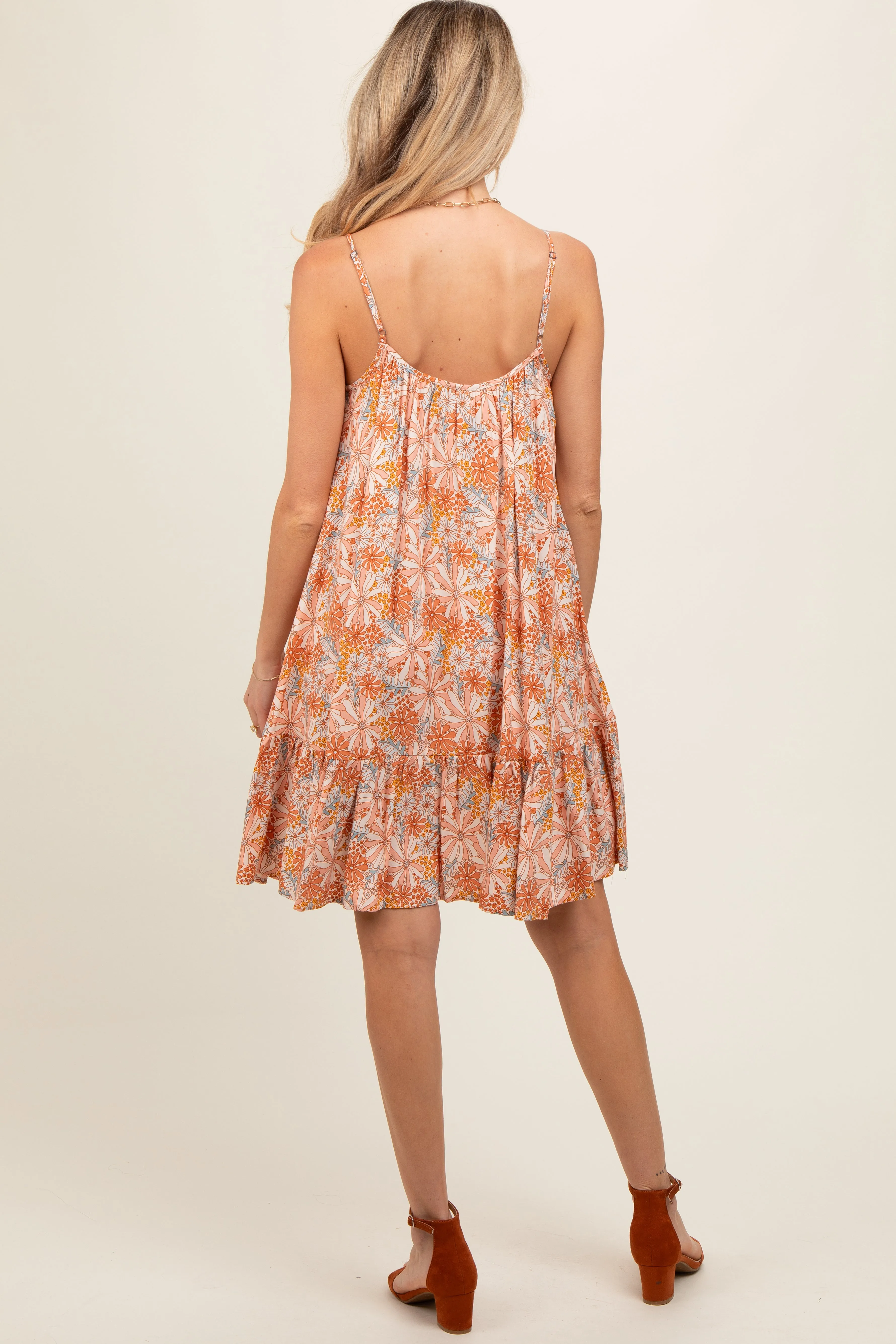 Rust Floral Sleeveless Maternity Mini Dress sold by Pinkblush product image thumbnail 3