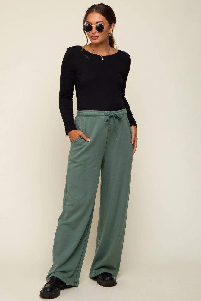 Olive Wide Leg Maternity Joggers sold by Pinkblush