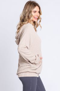 Cream Ribbed Hooded Wrap Long Sleeve Top sold by Pinkblush
