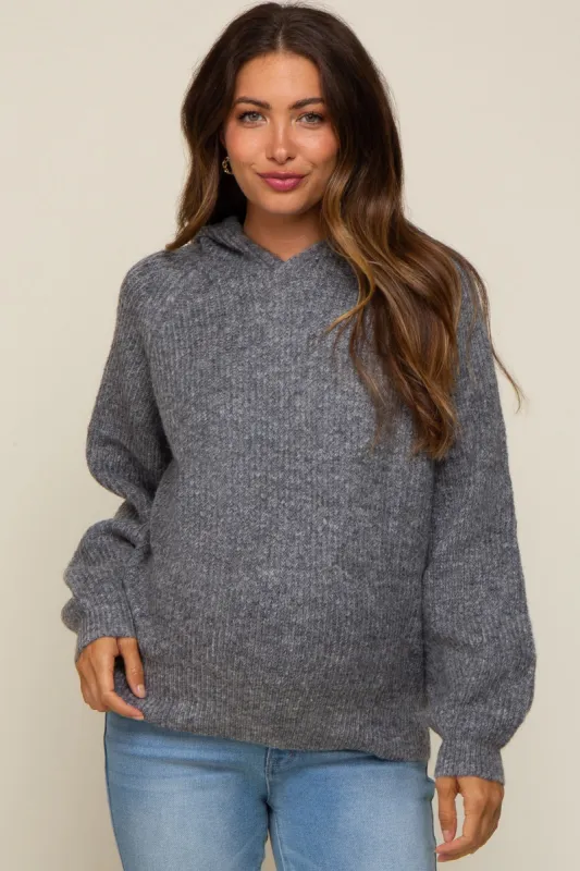 Grey Hooded Maternity Sweater sold by Pinkblush