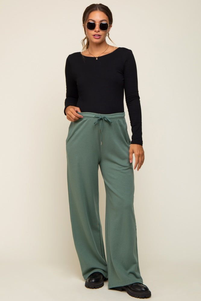 Olive Wide Leg Maternity Joggers sold by Pinkblush product image thumbnail 5