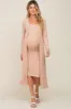 Beige Ribbed Cardigan 2 Piece Maternity Set sold by Pinkblush