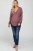 Dark Mauve Waffle Knit Button Accent Maternity Top sold by Pinkblush