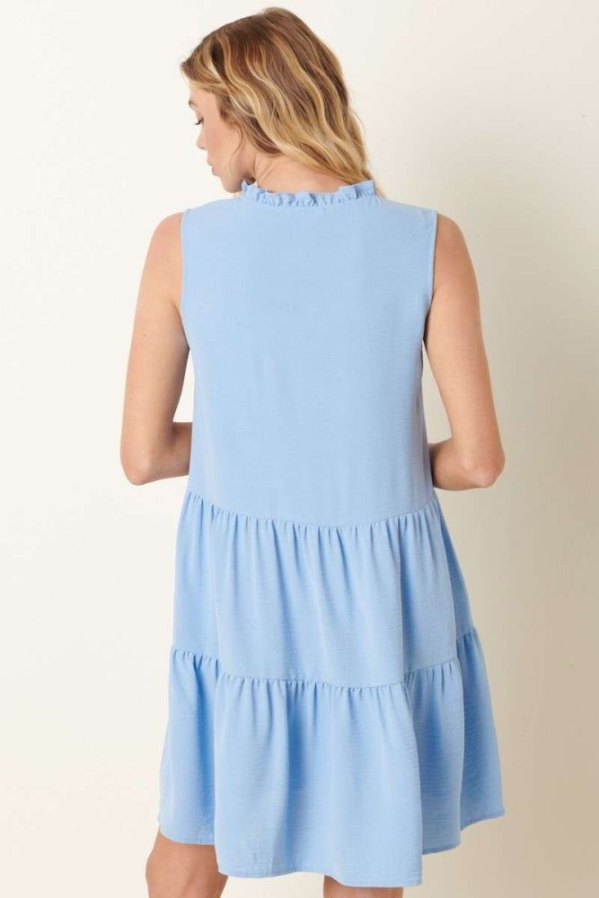 Blue Button Front Sleeveless Mini Dress sold by Pinkblush product image thumbnail 4
