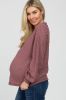 Dark Mauve Waffle Knit Button Accent Maternity Top sold by Pinkblush