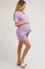 Lavender Sweater Knit Front Button Maternity Romper sold by Pinkblush