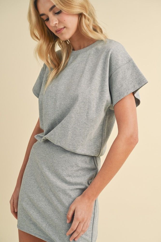 Heather Grey French Terry Knit Mini Dress sold by Pinkblush