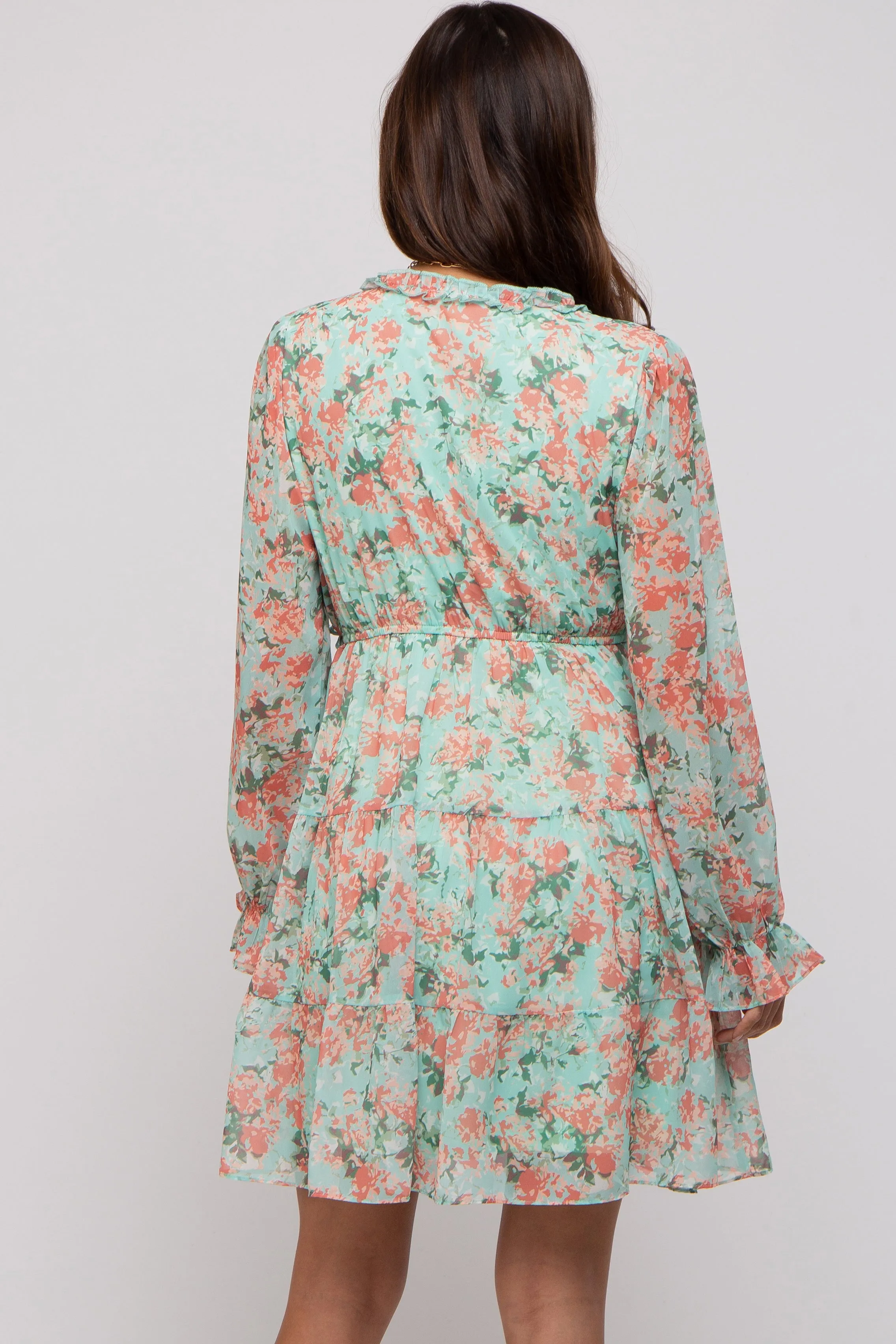 Aqua Floral Ruffle Accent Maternity Dress sold by Pinkblush product image thumbnail 4