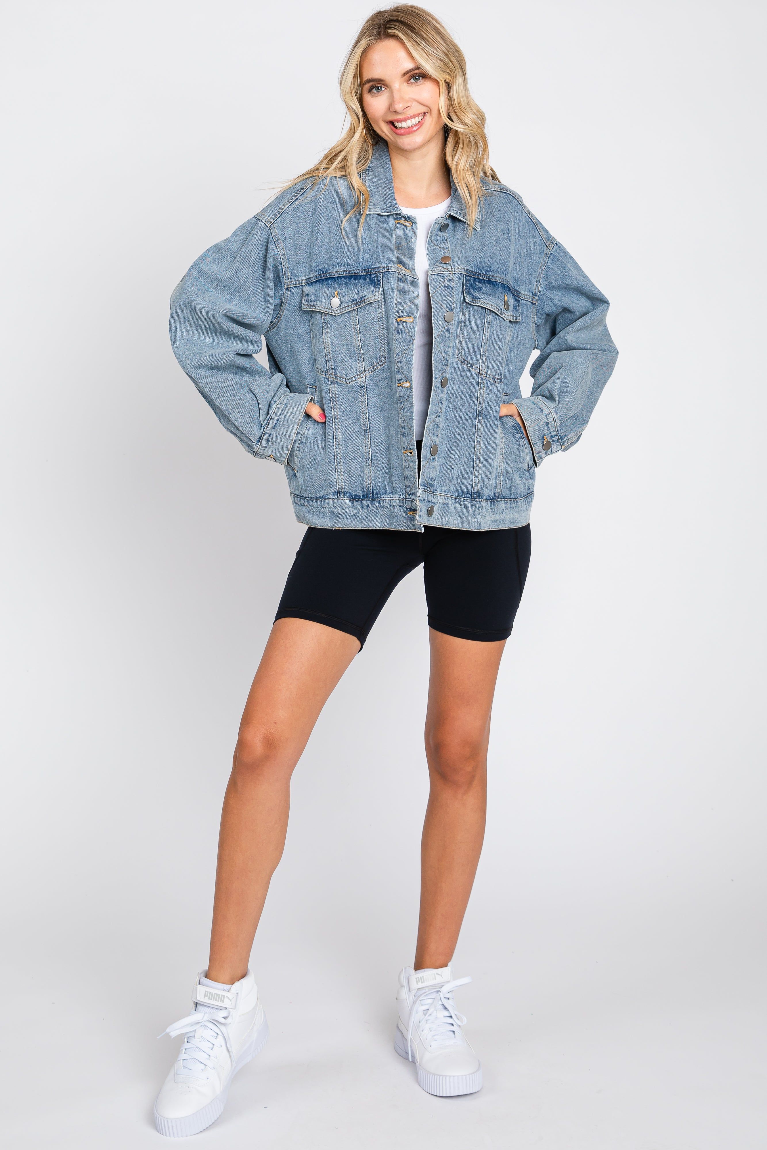 Light Blue Oversized Denim Jacket sold by Pinkblush product image thumbnail 4