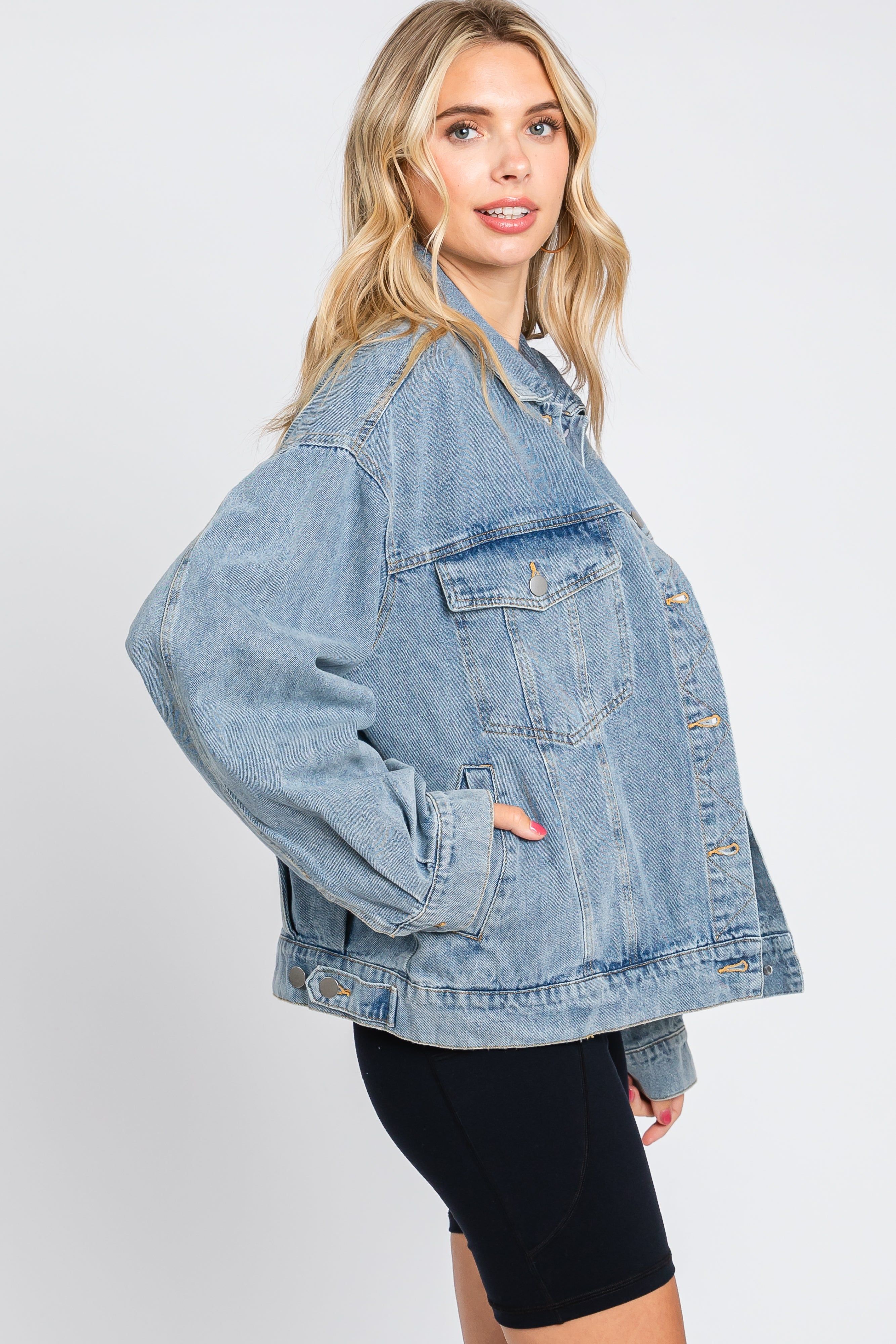 Light Blue Oversized Denim Jacket sold by Pinkblush product image thumbnail 2