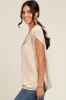 Beige Two Tone Split V-Neck Dolman Short Sleeve Top sold by Pinkblush