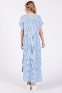 Light Blue Ribbed Short Sleeve Midi Dress sold by Pinkblush