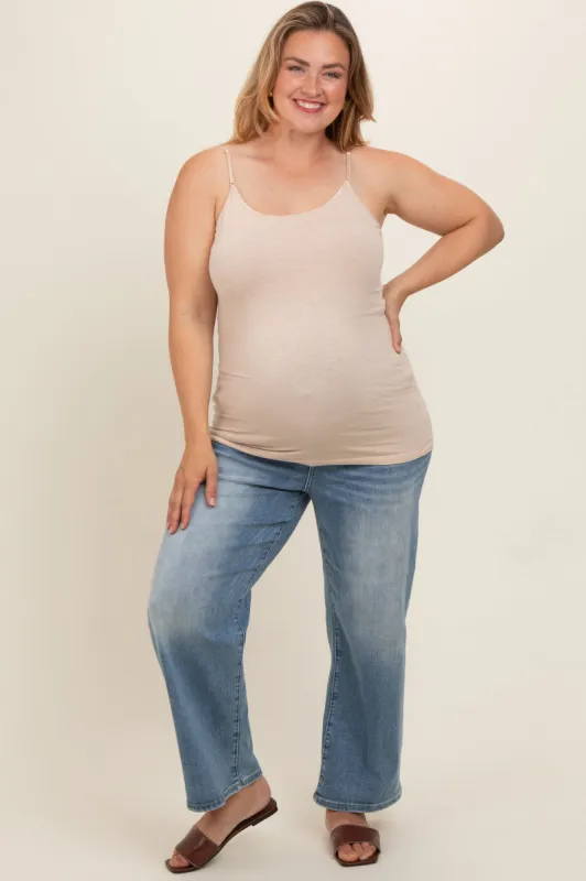 Blue Wide Leg Maternity Plus Size Jeans sold by Pinkblush