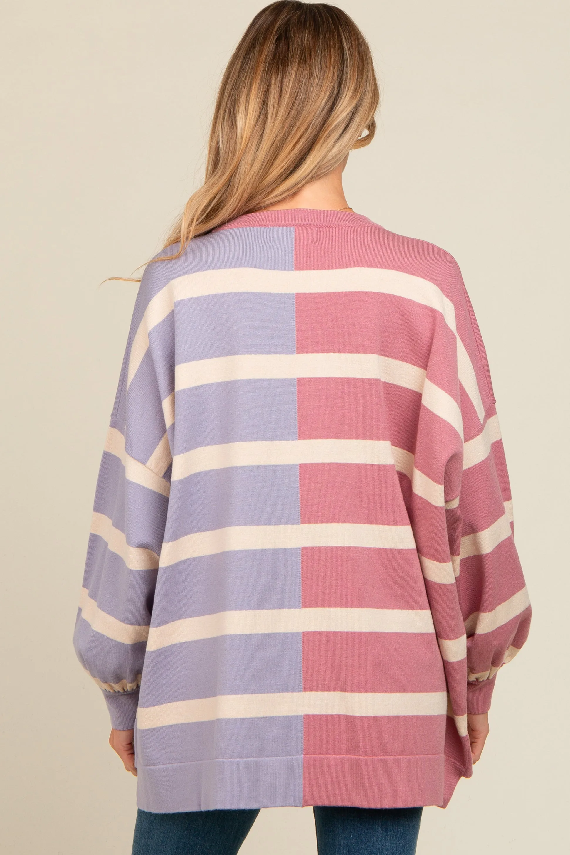 Lavender Striped Colorblock Dolman Knit Maternity Top sold by Pinkblush product image thumbnail 3