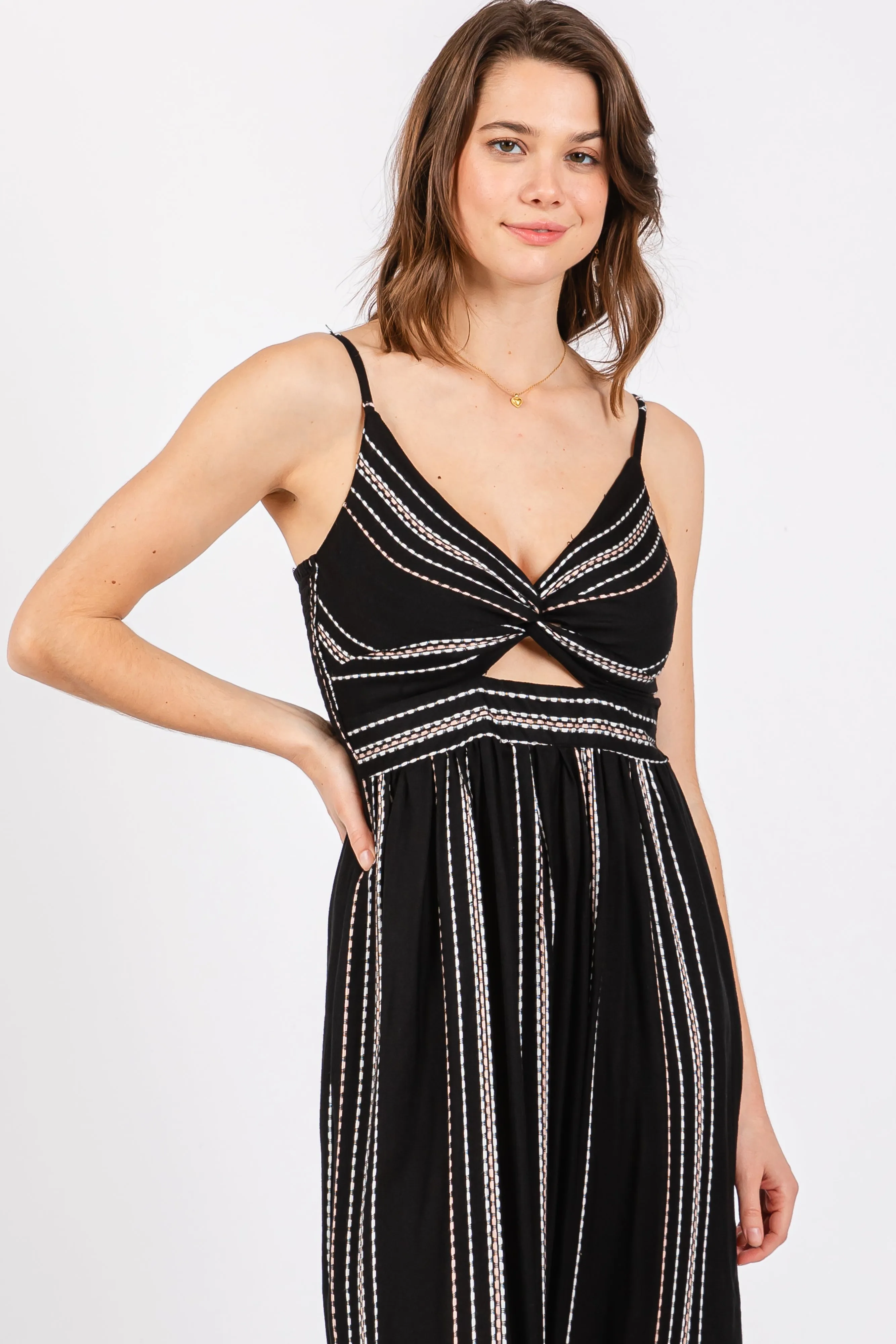 Black Patterned Sleeveless Dress sold by Pinkblush product image thumbnail 4