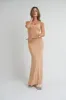 Camel Sleeveless Ribbed Maternity Maxi Dress sold by Pinkblush