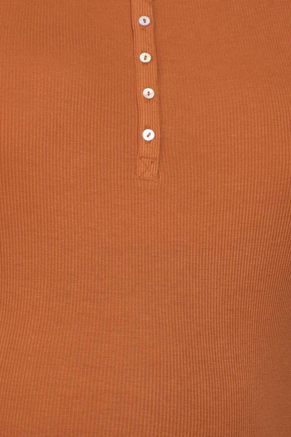 Orange Ribbed Button Front Long Sleeve Maternity Plus Top sold by Pinkblush product image thumbnail 5