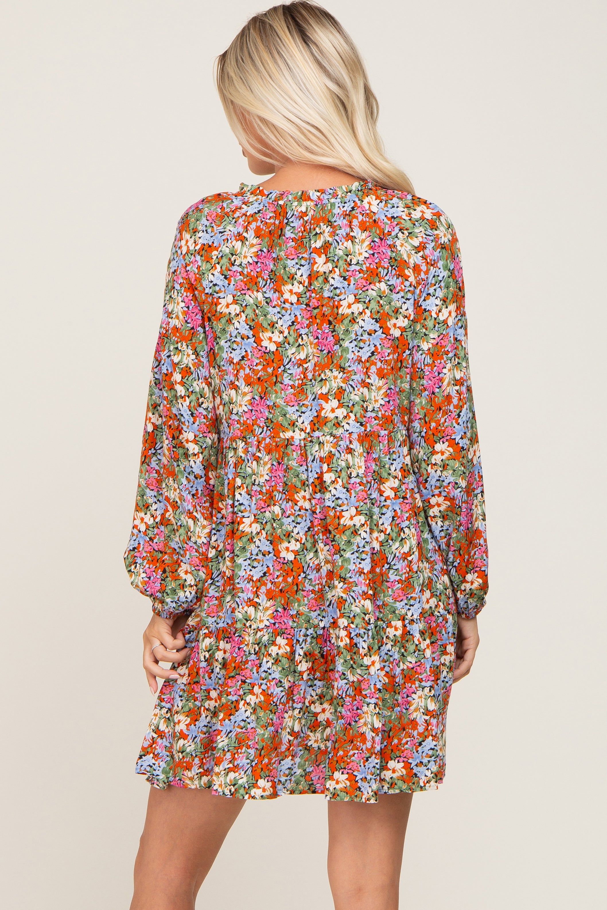 Rust Floral Tiered Dress sold by Pinkblush product image thumbnail 3