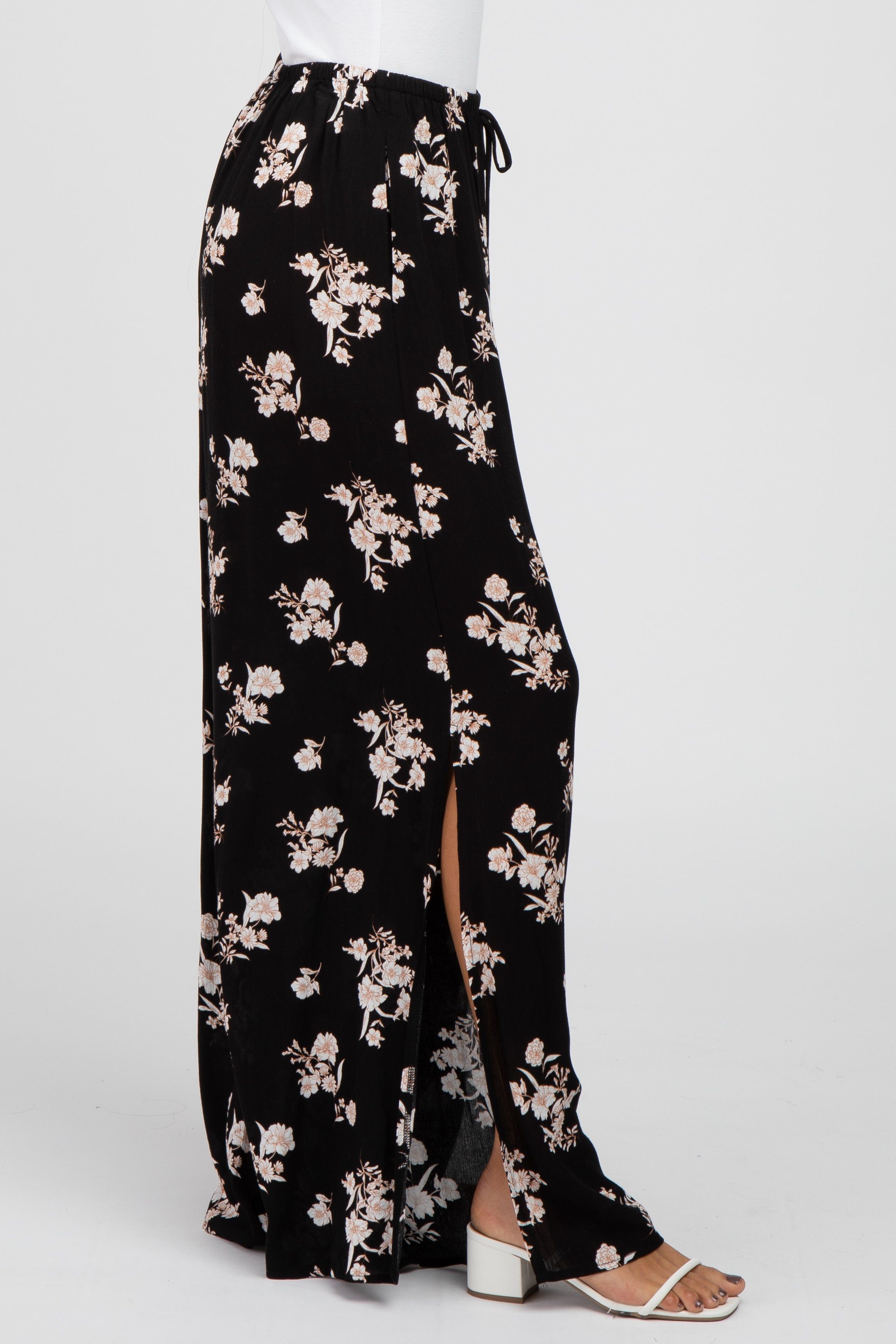 Black Floral Split Hem Pants sold by Pinkblush product image thumbnail 3