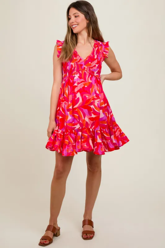 Fuchsia Abstract Print Maternity Mini Dress sold by Pinkblush