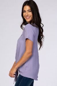 Lavender Button Tie Front Top sold by Pinkblush