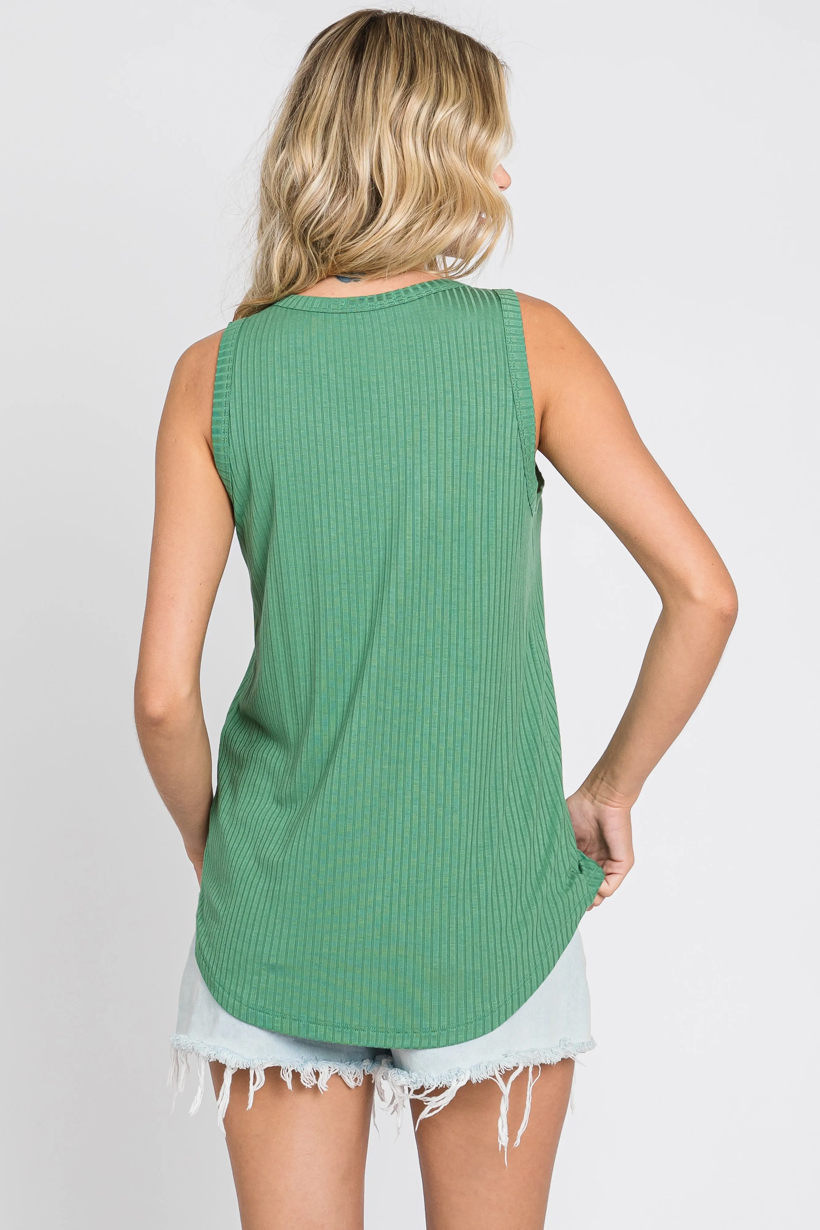 Green Ribbed Front Pocket Tank sold by Pinkblush product image thumbnail 3