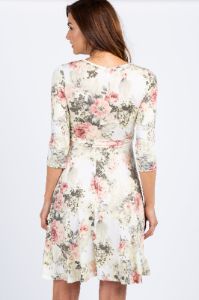 PinkBlush Ivory Floral Sash Tie Maternity/Nursing Dress sold by Pinkblush