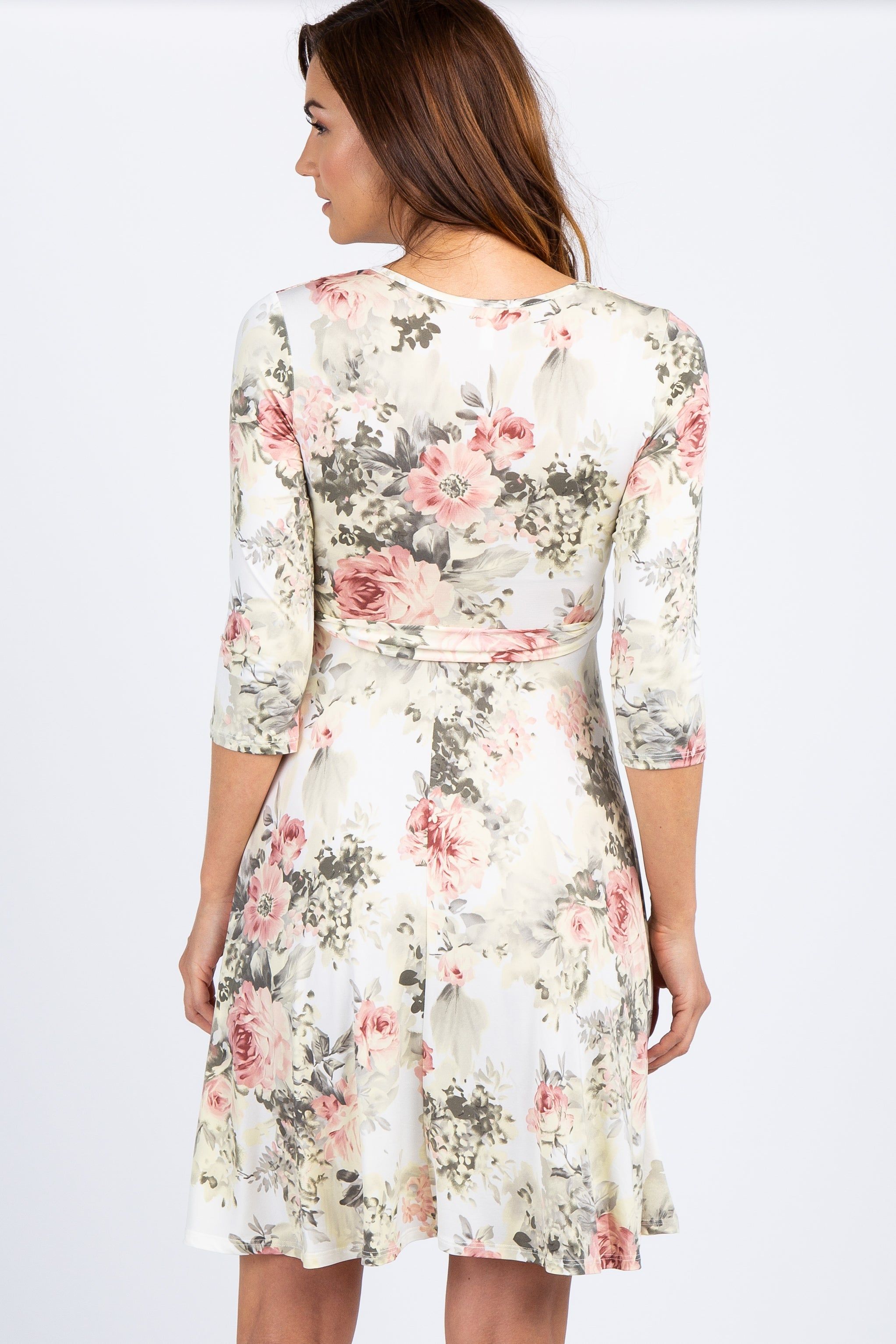 PinkBlush Ivory Floral Sash Tie Maternity/Nursing Dress sold by Pinkblush product image thumbnail 5