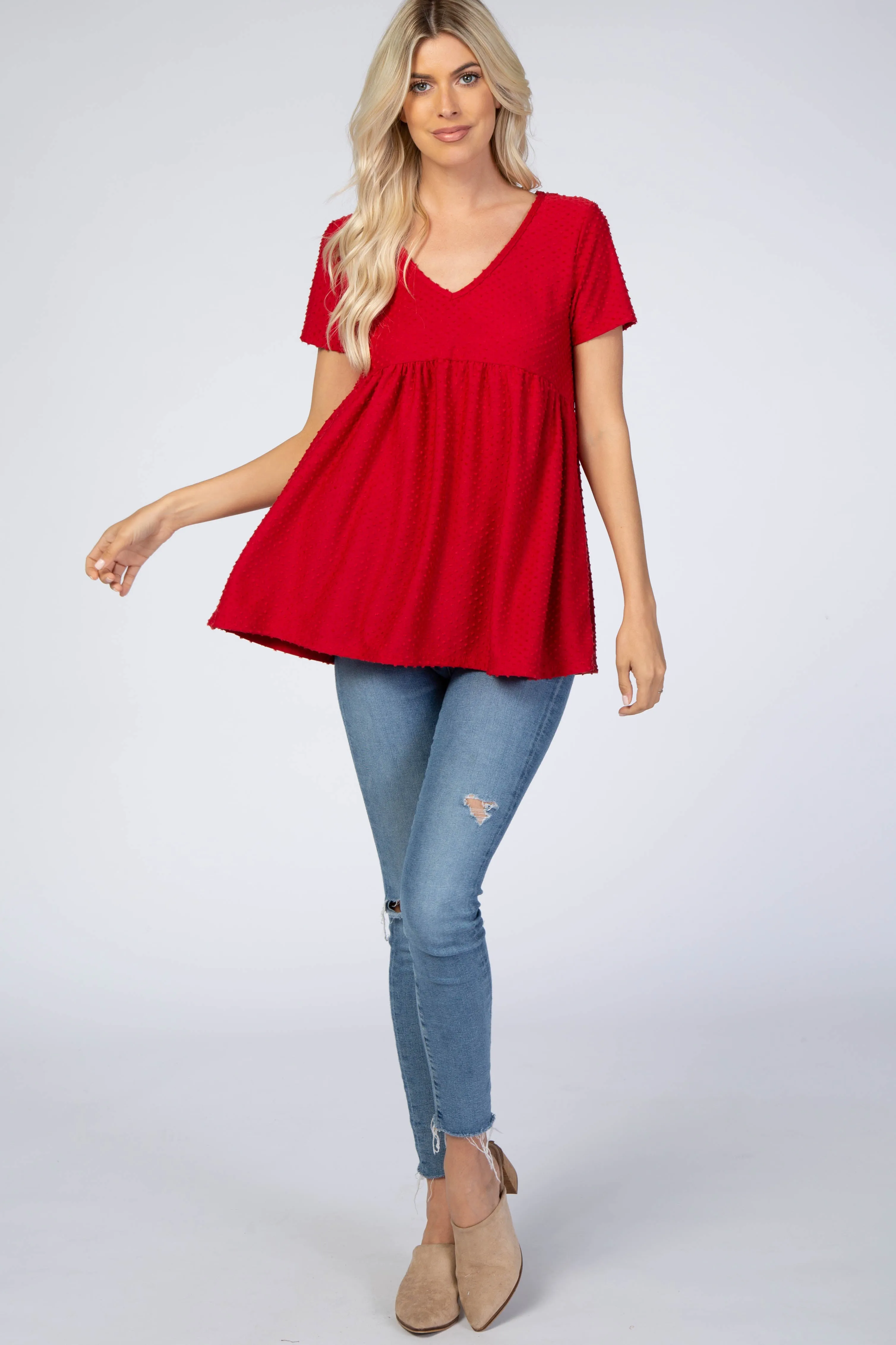 Red Swiss Dot Peplum Top sold by Pinkblush product image thumbnail 4