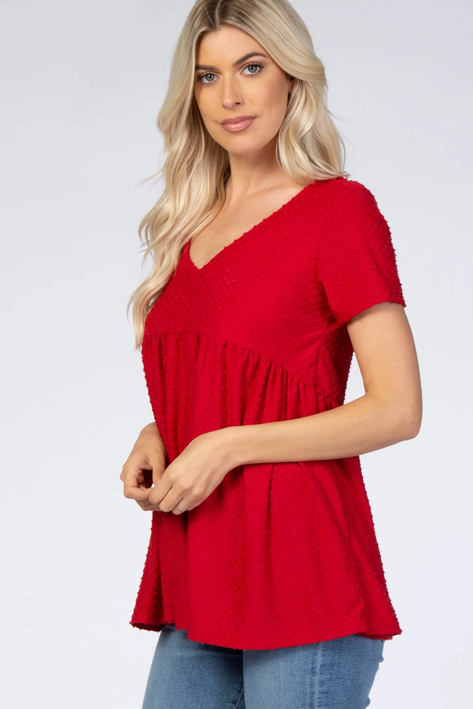 Red Swiss Dot Peplum Top sold by Pinkblush product image thumbnail 2