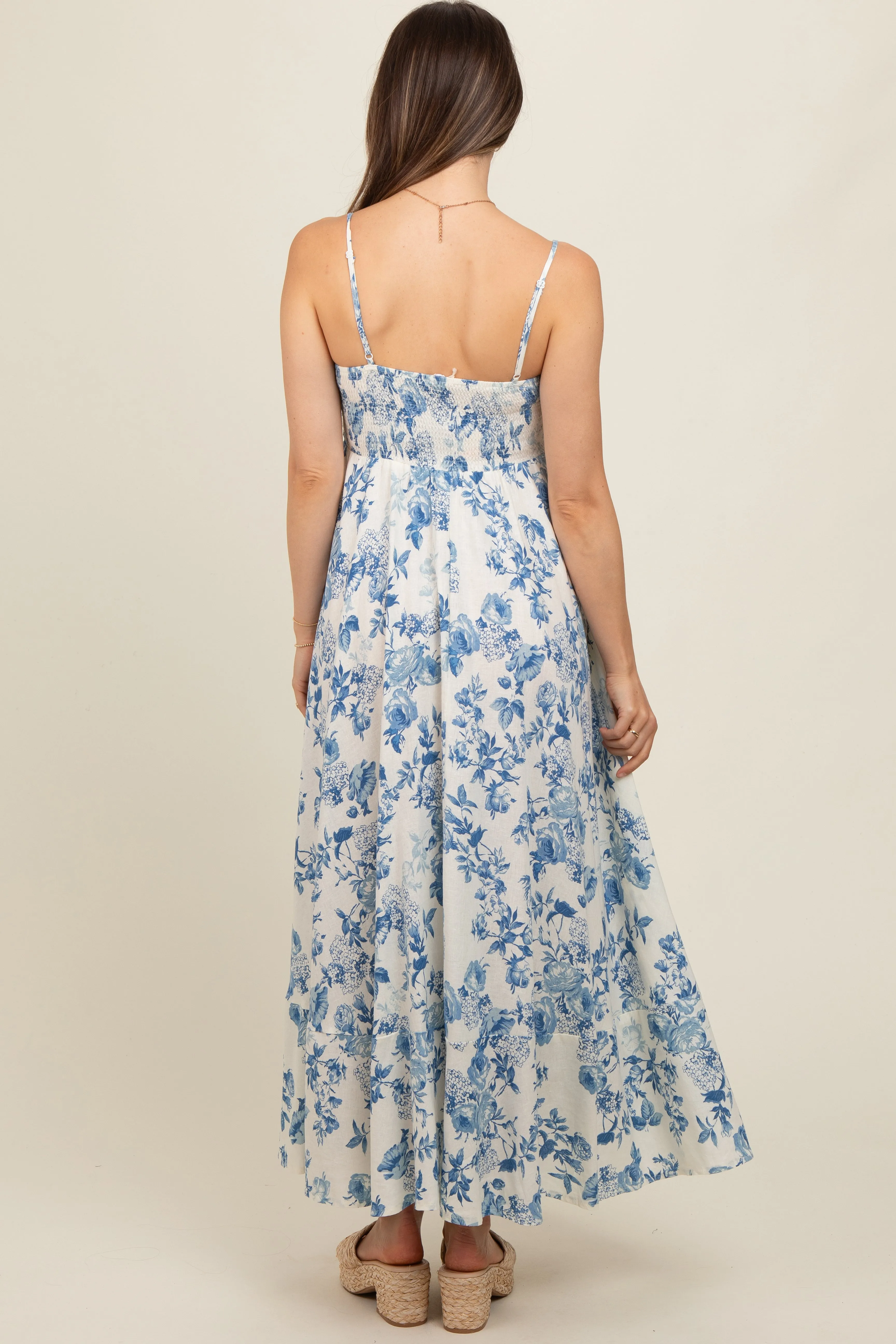 Cream Floral Flowy Sleeveless Squared Neckline Maternity Dress sold by Pinkblush product image thumbnail 5