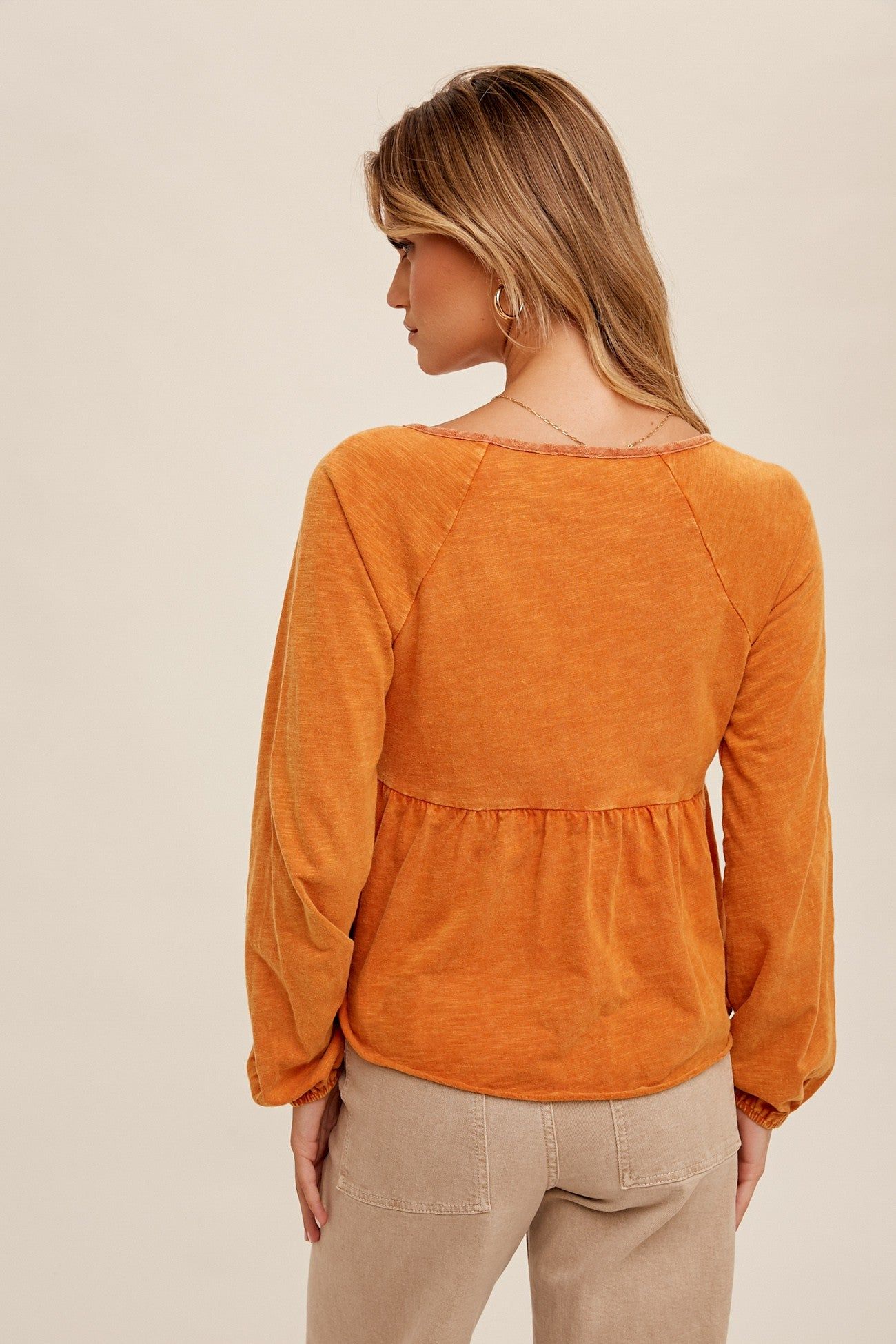 Washed Ginger Textured Smocked Detail Babydoll Top sold by Pinkblush product image thumbnail 3