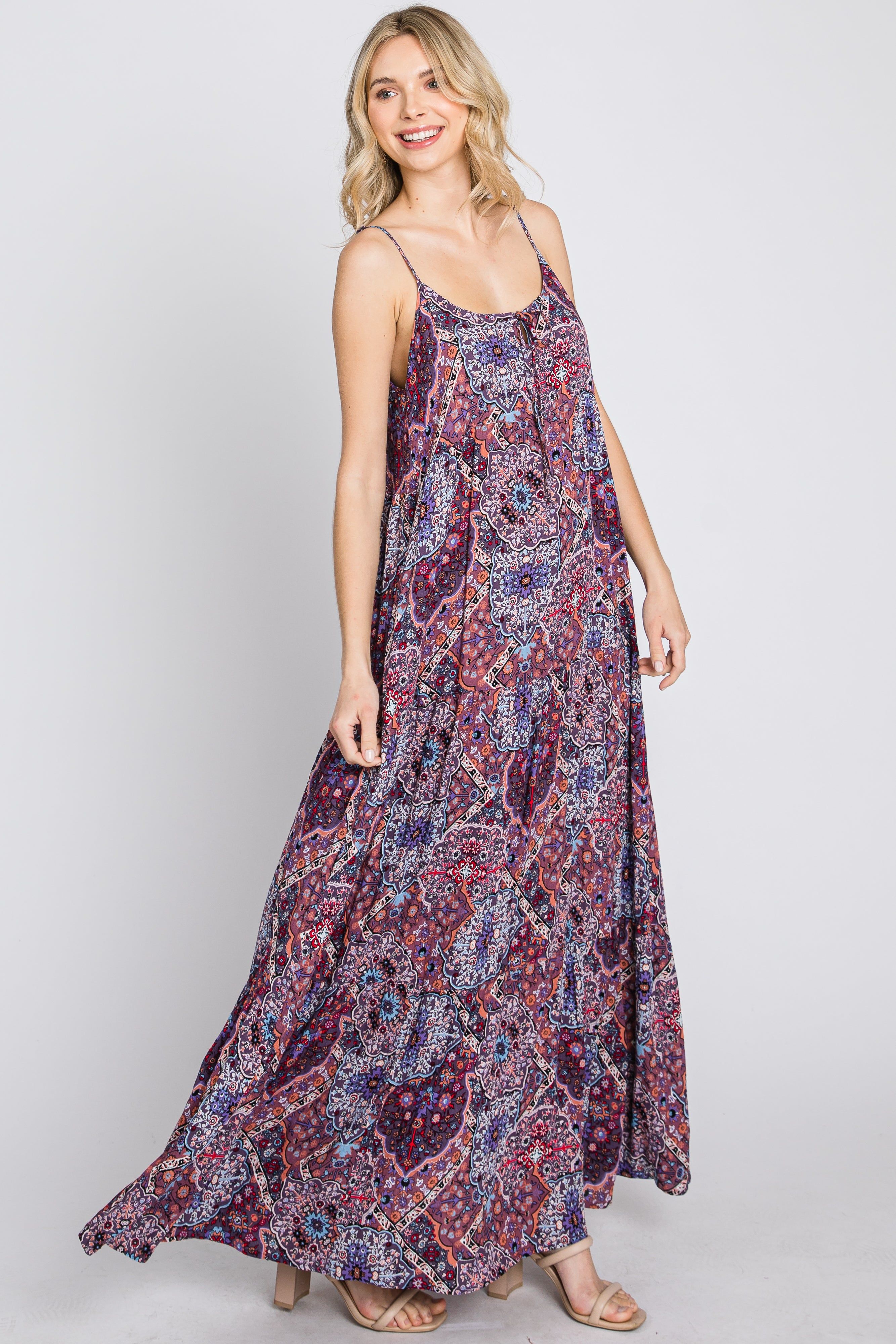 Purple Patchwork Floral Maxi Dress sold by Pinkblush product image thumbnail 5