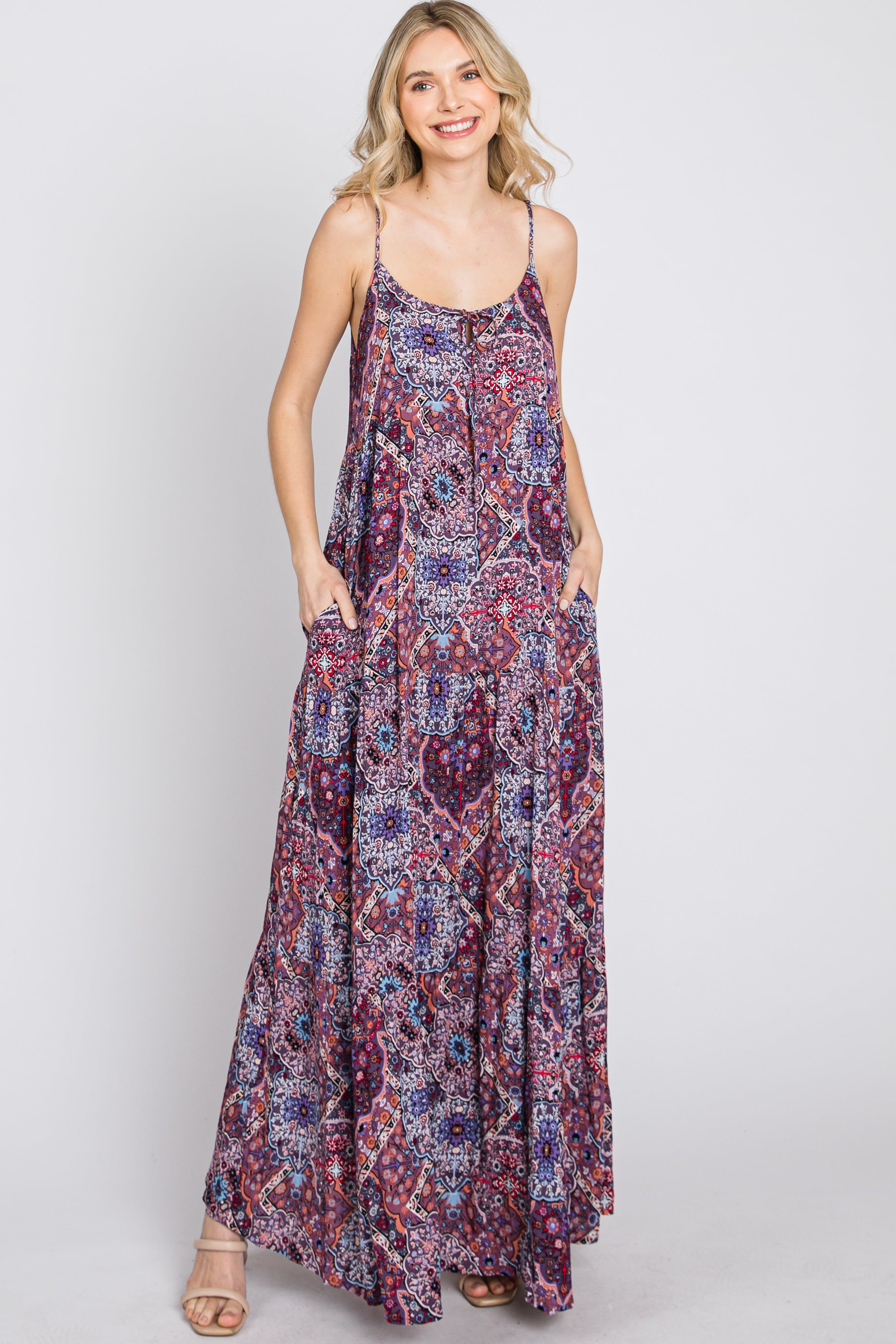 Purple Patchwork Floral Maxi Dress sold by Pinkblush product image thumbnail 2